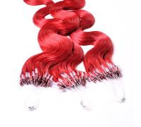 Hair2Heart 25 x 1g Microring Loop Extension Capelli Veri - 40cm - Ondulato, Colore #rosso