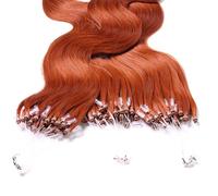 Hair2Heart 25 x 1g Microring Loop Extension Capelli Veri - 60cm - Ondulato, Colore #130 rame rosso