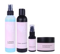 hair2heart Set per la cura delle estensioni dei capelli umani - trattamento spray in 2 fasi, shampoo in crema, olio per capelli e maschera per capelli per capelli sani e luminosi