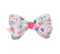 HAIRBOWS.COM Fermaglio per capelli da bambina, con fiocco in gros grain con nodo centrale, 12,7 cm, stampa per compleanno ragazza, tutte le età e tipi di capelli