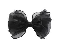 HAIRBOWS - Fermaglio per capelli da ragazza in organza con bordo rifilato con nodo centrale su clip, fermaglio per capelli per ragazze, adolescenti e donne, fiocco da 12,7 cm, nero