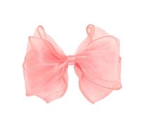 HAIRBOWS - Fermaglio per capelli da ragazza in organza con bordo rifilato con nodo centrale su una clip, fermaglio per capelli per ragazze, adolescenti e donne, fiocco da 10 cm, rosa acceso