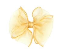 HAIRBOWS - Fermaglio per capelli da ragazza in organza con bordo rifilato con nodo centrale su una clip, fermaglio per capelli per ragazze, adolescenti e donne, fiocco da 12,7 cm, oro