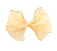 HAIRBOWS - Fermaglio per capelli da ragazza in organza con bordo rifilato con nodo centrale su una clip, fermaglio per capelli per ragazze, adolescenti e donne, fiocco da 10 cm, oro