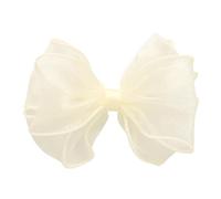 HAIRBOWS - Fermaglio per capelli da ragazza in organza con bordo rifilato con nodo centrale su una clip, fermaglio per capelli per ragazze, adolescenti e donne, fiocco da 10 cm, avorio