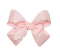 HAIRBOWS Fiocco in gros grain con bordo smerlato e nodo centrale su clip, per tutte le età e tipi di capelli, fiocco da 12,7 cm, rosa chiaro