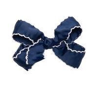 HAIRBOWS Fiocco per capelli da ragazza in gros grain con nodo centrale su clip, per tutte le età e tipi di capelli, fiocco da 12,7 cm, blu navy con bordo bianco