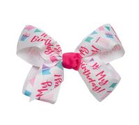 HAIRBOWS - Fiocco per capelli in gros grain con nodo centrale su una molletta per capelli, per tutte le età e tipi di capelli, fiocchi da 15,2 cm, stampa It's My Birthday