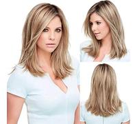 HAIRCUBE Parrucche Bionde Lunghe Lisce per Donna Futura Capelli Sintetici Parrucca con Radici Scure Texture e Setosa