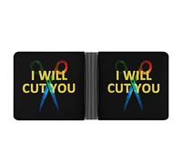 Hairdresser I Will Cut You, portafoglio personalizzato con blocco RFID, sottile portafoglio bifold tasca frontale porta carte di credito per uomini e donne, Stile:, Taglia unica, MHXYZHW