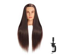 Hairingrid, testa di manichino per capelli, testa di manichino, testa per capelli, testa di manichino, cosmetologia per bambola, capelli in fibra sintetica e supporto per morsetto gratuito (R71907LB2T420)