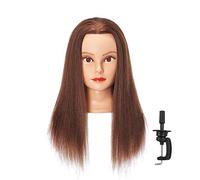 Hairlink Testa di manichino da 50-55 cm, con capelli umani, per esercitarsi in cosmetologia, manichini, con supporto (6611LB0414H)