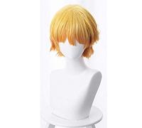 Hairpieces Demon Slayer: Kimetsu no Yaiba Anime Cosplay Rose Net Wigs HighTemperature Resistant Fiber Short Hair Gradient Yellow 12 5 Inches