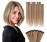 Hairro 6PCS 6 Clip In Estensioni Dei Capelli Corti Remy Reali Dei Capelli Umani Clip Ins Mini Clip On Hairpin Hairpieces Per Le Donne 31g 10 Pollici #4P27 Marrone Medio & Biondo Scuro