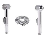 hairStore Shataf, kit universale per bidet musulmano con tubo flessibile cromato per bidet, doccetta a mano e doccetta, con valvola di chiusura in ottone