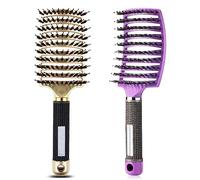 Hairstreaq Spazzola districante, curva e ventilata, per capelli bagnati o asciutti, per uomini, donne e bambini, per capelli lunghi, spessi, sottili, ricci e aggrovigliati (oro + viola)