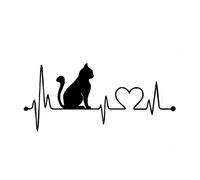 HaiRxr Adesivi for Auto Gatto con Decalcomanie for elettrocardiogramma Cartoon Adesivi Moda (Color : Black)