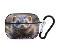 Hairy Ferret - Custodia protettiva antiurto per Airpods Pro di seconda generazione, con moschettone, anti-caduta, colore nero