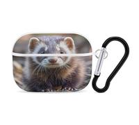 Hairy Ferret - Custodia protettiva antiurto per Airpods Pro di seconda generazione, con moschettone, anti-caduta, colore: bianco