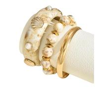 HAISENG 1 set Bold Sea Inspired multistrato impilabile con Shell ondulato Design leggero resina ferro gioielli per le donne costiera contemporanea dichiarazione, Misura unica, come descritto