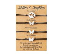 HAISENG Braccialetto intrecciato alla moda in acciaio inossidabile a forma di farfalla intrecciato per figlie festa della mamma con cordino in pelle Macthing per donne fatto a mano regolabile