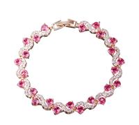 HAISENG Braccialetto regolabile con zirconia cubica luccicante, gioiello da donna, accessorio per feste da sposa, con zirconi cubici colorati, Misura unica, come descritto