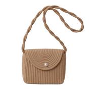 HAISENG Casual Vintage Crossbody Bag Per Le Donne Tessuto Spalla di Paglia Elegante Pizzo Bowknot Borsa Da Spiaggia Con Cinturino Intrecciato Paglia Intrecci, cachi, One Size