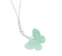 HAISENG Ciondolo a forma di cuore con farfalle e nappe in cristallo acrilico con perline portachiavi, accessorio per borsa auto, ciondolo a conchiglia per telefono