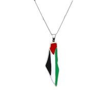 HAISENG Collana con ciondolo a forma di mappa della Palestina Paese Geografia Collane a catena in acciaio inossidabile Gioielli Regali speciali per le donne ragazze Caratteristiche nazionali Collane