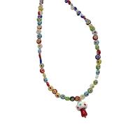 HAISENG Collana con perline di vetro alla moda con ciondolo a forma di fungo e design floreale, accessorio per gioielli per un look giovane ed elegante ciondolo in vetro, Misura unica, come descritto