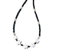 HAISENG Collana girocollo con perline, giocosa e alla moda, colorata, con piccole stelle e fiori in acrilico, Misura unica, come descritto, come descritto