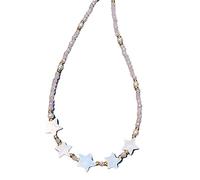 HAISENG Collana girocollo con perline, giocosa e alla moda, colorata, con piccole stelle e fiori in acrilico, Misura unica, come descritto, come descritto