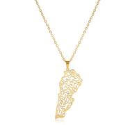 HAISENG Collana regolabile in metallo scava fuori mappa del Libano ciondolo collana comoda indossare accessorio elegante amico elegante collana da sera, Misura unica, come descritto, come descritto