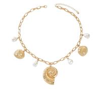 HAISENG Collana regolabile Shell & Pearl Beach 18+3 centimetri impilabile gioielli per le donne vacanza stratificazione accessori spiaggia partito collana, Misura unica, come descritto, come descritto