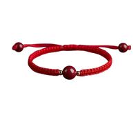 HAISENG Coppia di braccialetti in corda rossa ad alto contenuto di cinabri da donna con perline singole triple catena da polso Three Lives Together