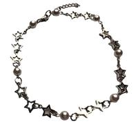 HAISENG Coreano Moda Hollow Star Pearl Choker Collana Per Le Donne Dolce Estetica Fascino Neckchain Punk Y2k Gioielli Collana Delle Donne, Misura unica, come descritto, come descritto