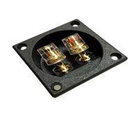 HAISENG Crystals Coppers - Connettori terminali per altoparlanti, scatola quadrata con 2 connettori stereo per subwoofer dorati, a banana