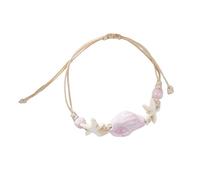 HAISENG Elegante braccialetto regolabile ispirato a conchiglie fatto a mano per ragazze gioielli da spiaggia perline in ceramica stili braccialetto Shell perline gioielli regolabili, Misura unica