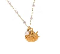 HAISENG Elegante collana dorata con stella marina e conchiglia, in acciaio inox, orecchini a goccia unici per vacanze al mare gioielli per feste, earrings, come descritto, come descritto