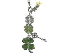HAISENG Portachiavi con ciondolo a forma di quadrifoglio, con perline, accessorio alla moda per portare fortuna e felicità