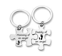 HAISENG Set di 2 portachiavi puzzle aborto spontaneo per bambini gioielli commemorativi di un angelo portachiavi set per la perdita infantile commemorativa per la perdita infantile