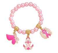 HAISENG Simbolico perline per la consapevolezza del cancro al seno design regolabile catena da polso nastro ciondolo grano gioielli consapevolezza tumori al seno perline, Misura unica, come descritto