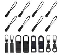 HAISHANG 16 Pezzi Cursore Cerniera Ricambio,Cerniere Lampo Tiranti per Chiusura Lampo, 8 Tiranti di Ricambio e 8 Tiralampo in Nylon Universale Antiscivolo