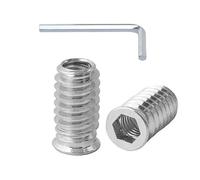 HAISHANG 20 Pezzi M4x8mm Boccole Filettate Argento per Legno, Inserti Filettati con Dado Esagonale per Montaggio di Mobili in Legno e Perni