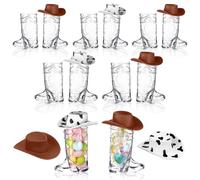 Haishell 24 bicchieri da shot da 28,3 g, in plastica, mini cappello western, cowgirl, tazze da birra, per compleanno, cowboy, addio al nubilato, feste a tema, decorazioni per matrimoni