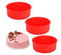 Haisheng 3PCS Tortiera in Silicone per Dolci Stampi da Forno Rotondi in Silicone Tortiere in Silicone Rotonde Stampi per Tortecake Stampi per Dolci per Cottura Tortiera Silicone a Strati 16,5*5,5 cm