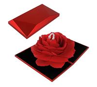 Haisheng Una Scatola per Anelli, Scatola per Anelli Matrimonio e Scatola per Anelli San Valentino, Scatola per Anello con Rosa Rotante a Forma di Diamante Rosso con la Carta Goffrata a Fiore
