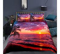 HAISHO Copripiumino Matrimoniale 260x240 tramonto sul mare Set di Biancheria da Letto in Microfibra con Cerniera per Adolescente Adulti, Anallergica Copripiumini matrimoniali con 2 Federa 50x80cm