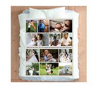 Haisimiery - Coperta in pile con foto personalizzata, idea regalo per compleanno, matrimonio, per adulti, bambino, animale domestico, 12 foto, 150 x 220 cm