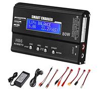 Haisito Caricabatterie Lipo 80W 6A Lipo Balancer per batteria Lipo/Li-Ion/Life (1-6S) e NiMH/NiCd (1-15S), caricatore RC con schermo LED, alimentatore e adattatore XT60 / Deans/JST/Futaba